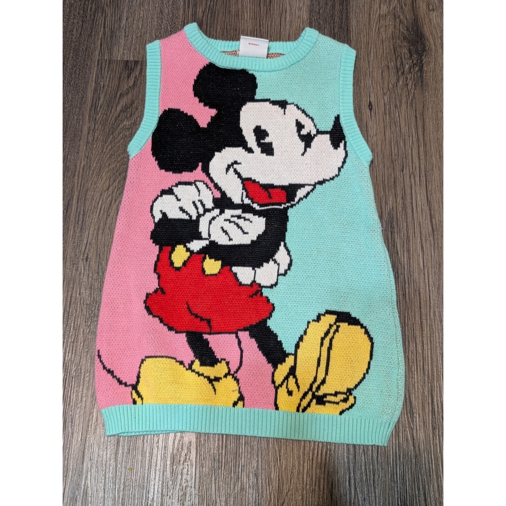 Disney Mickey & Co. Mickey Mouse Knit Sweater Vest Sleeveless‎ Pink Blue Size 3